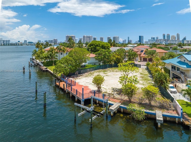 dock area featuring a water view