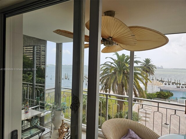 balcony with a water view