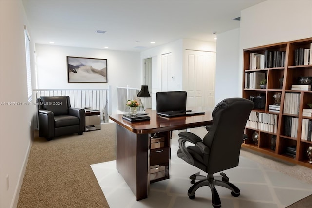 office space featuring light colored carpet