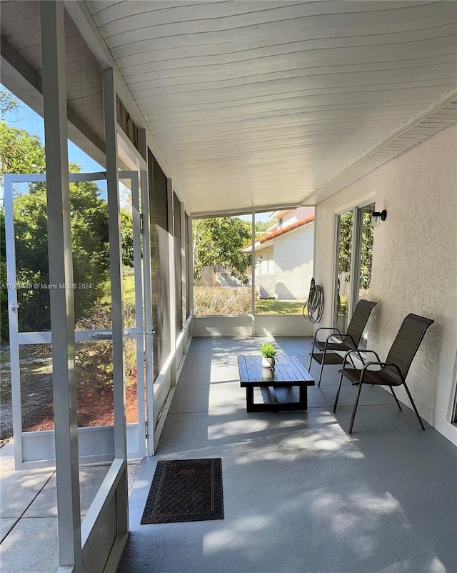 view of unfurnished sunroom