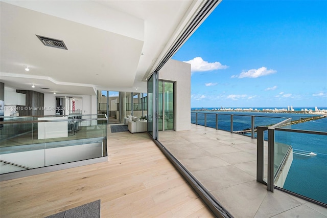 balcony with a water view