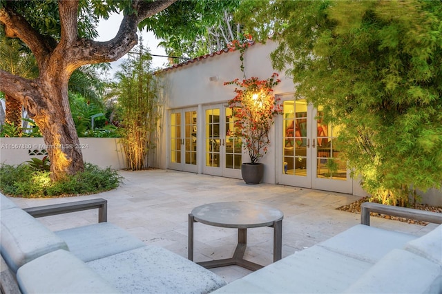 view of patio featuring french doors