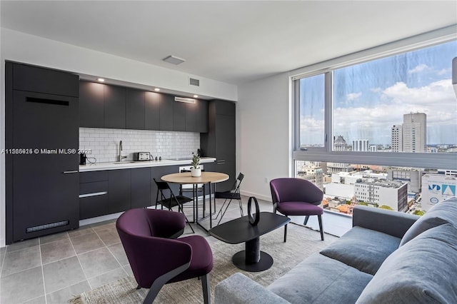 view of tiled living room