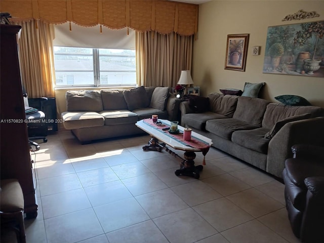 view of tiled living room