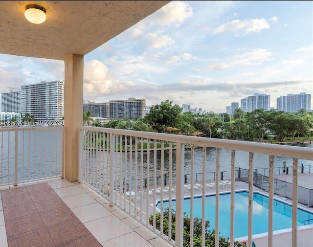 balcony with a community pool