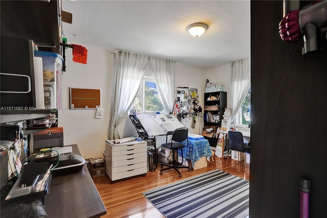 office space featuring light hardwood / wood-style floors