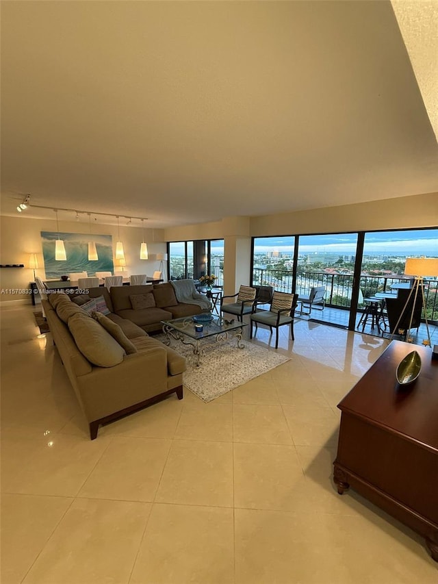 view of tiled living room