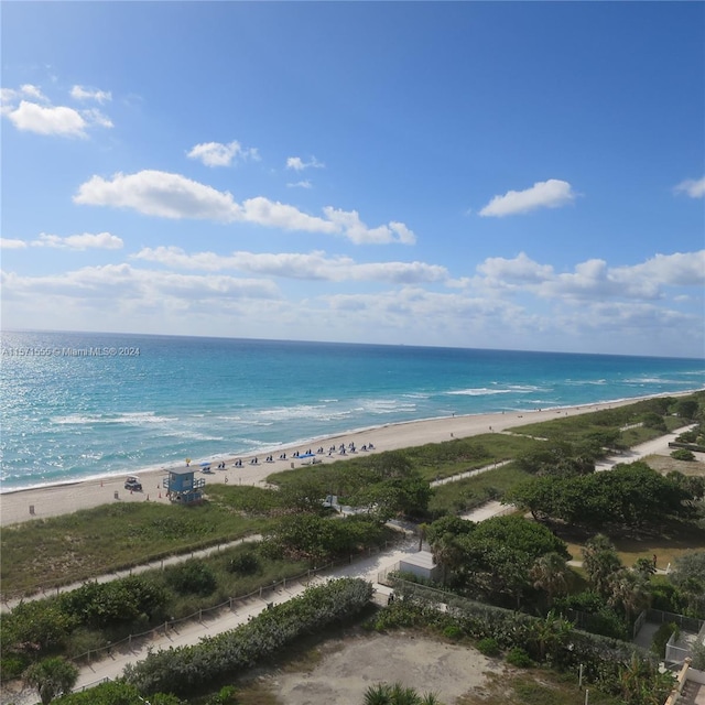 property view of water featuring a view of the beach