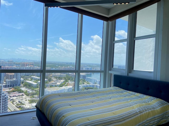 bedroom with a water view