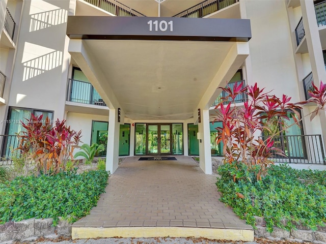 doorway to property with a balcony