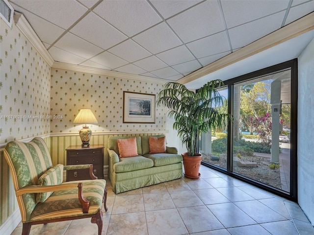 interior space featuring a paneled ceiling