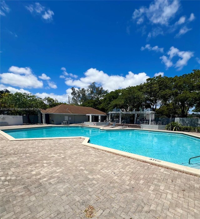 view of swimming pool with a patio area