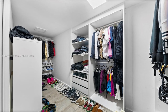 spacious closet with hardwood / wood-style flooring