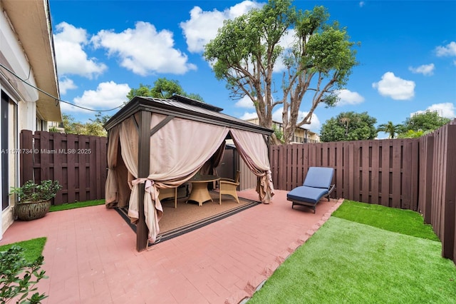 view of patio / terrace featuring a gazebo