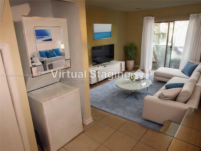 view of tiled living room