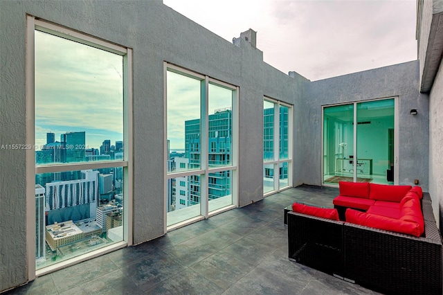 interior space featuring a balcony