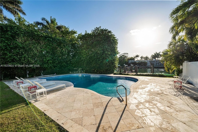 view of swimming pool featuring a patio