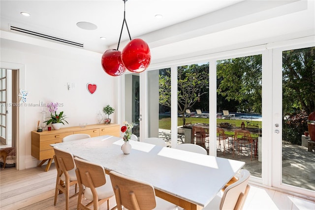 dining area featuring light hardwood / wood-style flooring