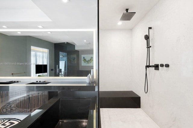 bathroom featuring tile flooring