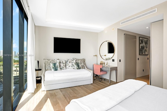 bedroom featuring light hardwood / wood-style floors