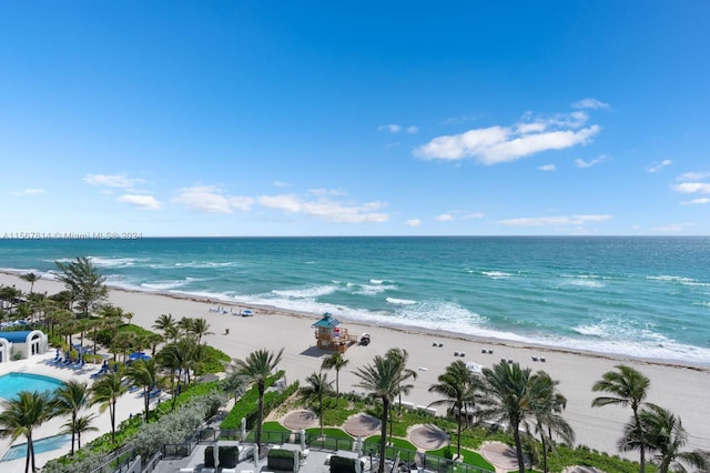 view of water feature featuring a view of the beach