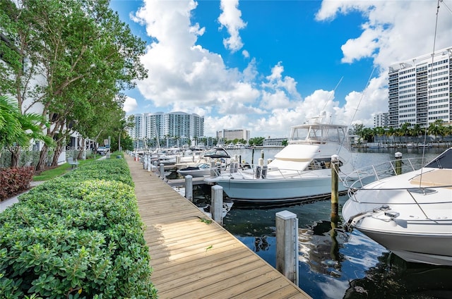 view of dock featuring a water view