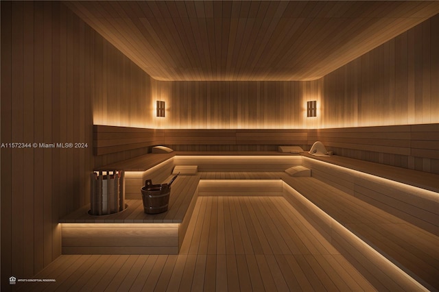 view of sauna / steam room featuring wood ceiling