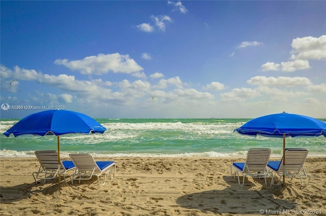 water view featuring a beach view