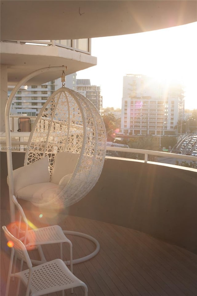 balcony with a view of city