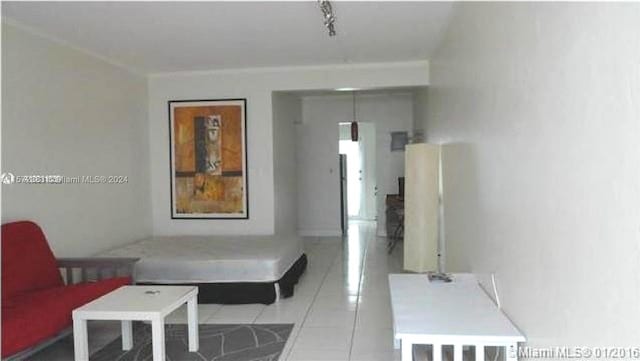 living room featuring tile floors