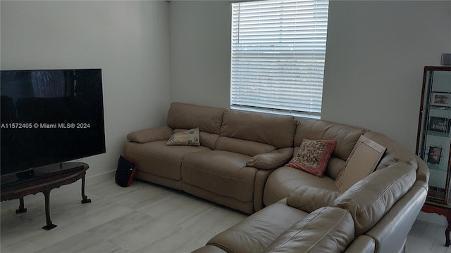 living room with light wood-type flooring