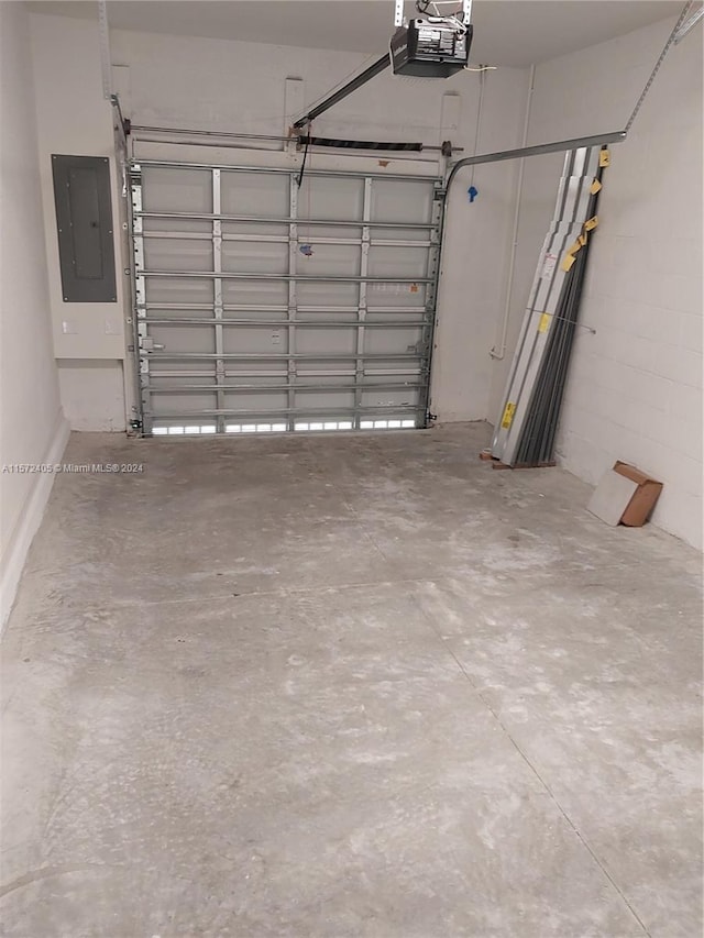 garage with a garage door opener