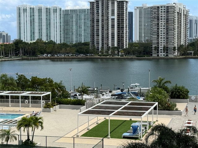 exterior space with a boat dock