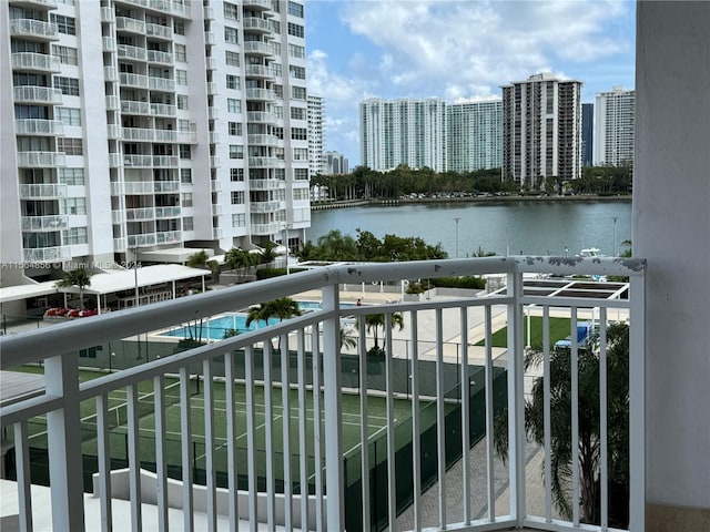 balcony with a water view