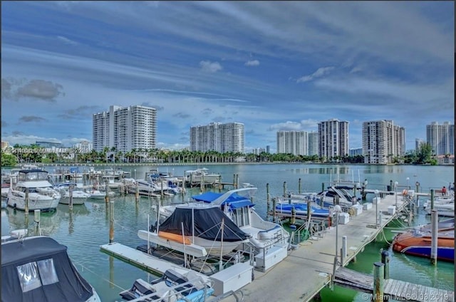 view of dock featuring a water view