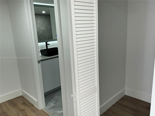 interior details featuring dark hardwood / wood-style flooring