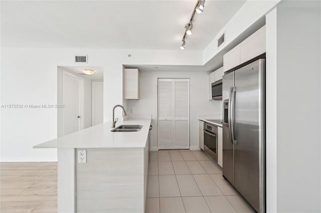 kitchen featuring white cabinets, sink, and appliances with stainless steel finishes