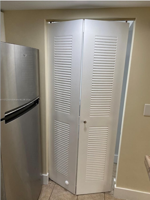 room details with stainless steel fridge