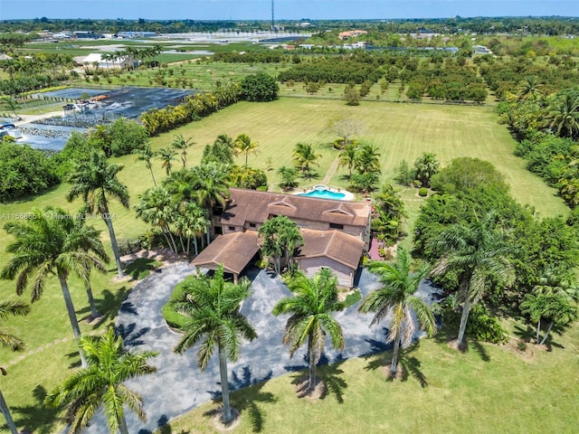 aerial view with a rural view