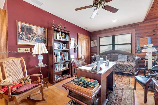 interior space featuring ceiling fan and light hardwood / wood-style flooring