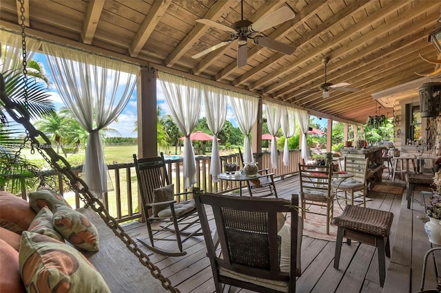 deck featuring ceiling fan