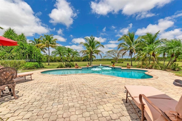 view of pool featuring a patio