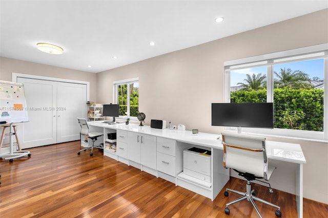 office featuring hardwood / wood-style flooring