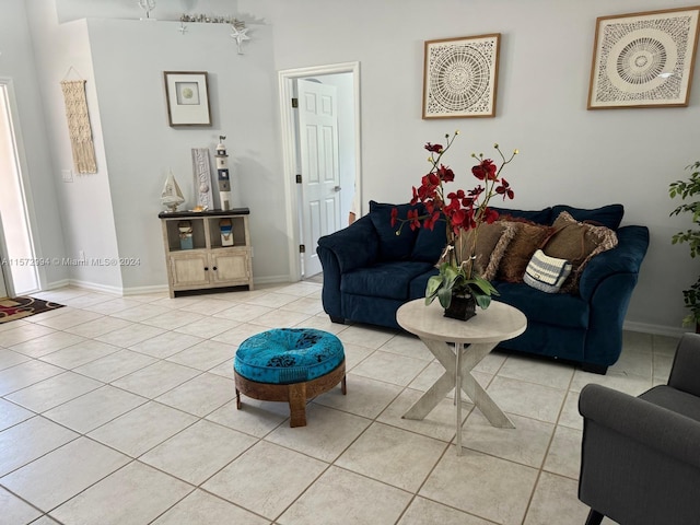 view of tiled living room