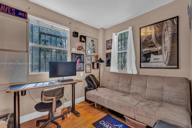 office with light hardwood / wood-style floors