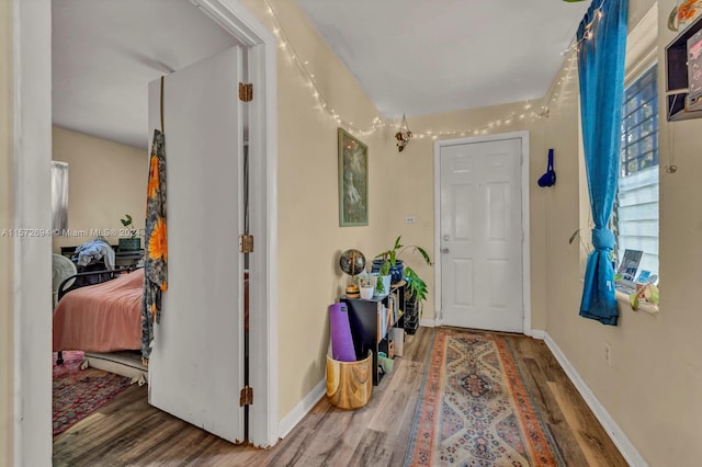 foyer with hardwood / wood-style floors