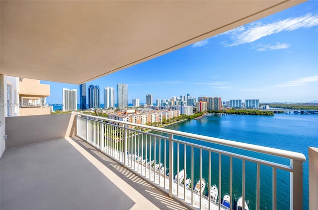 balcony with a water view