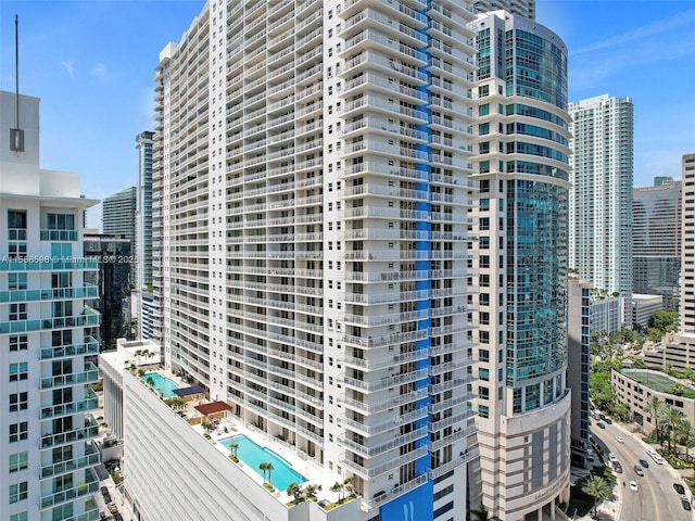 view of building exterior featuring a view of city