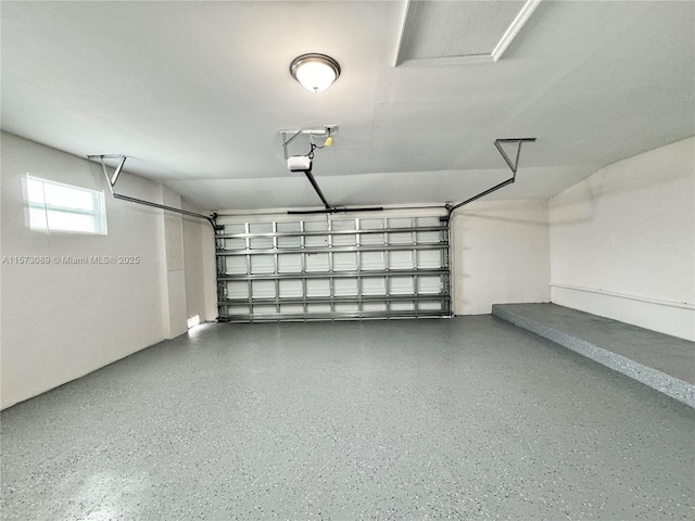 garage with a garage door opener