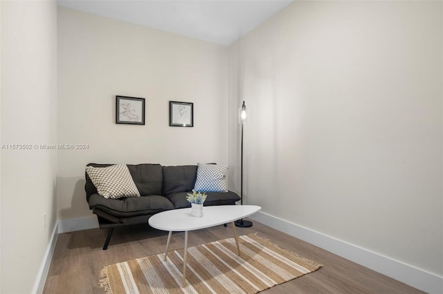 sitting room with light hardwood / wood-style flooring